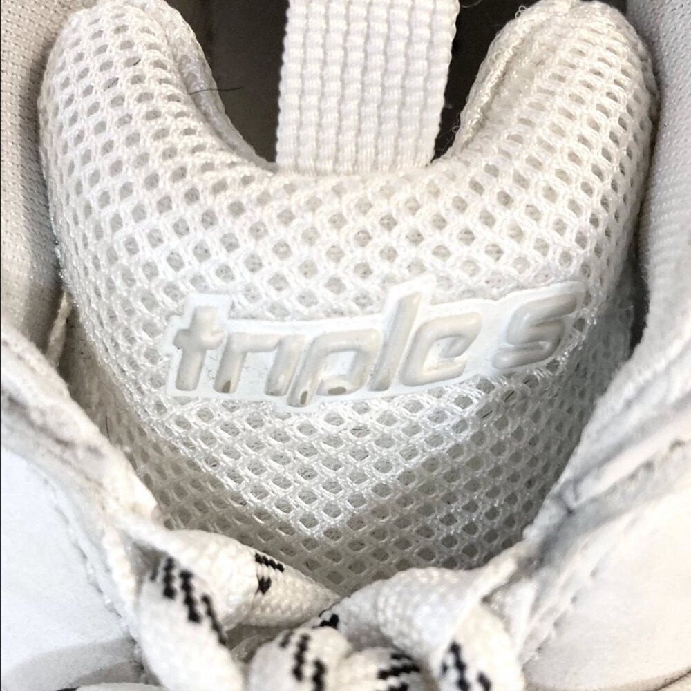 BALENCIAGA Triple S Sneakers Size 13 534217 Mesh Leather Designer White & Gray - Picture 7 of 15